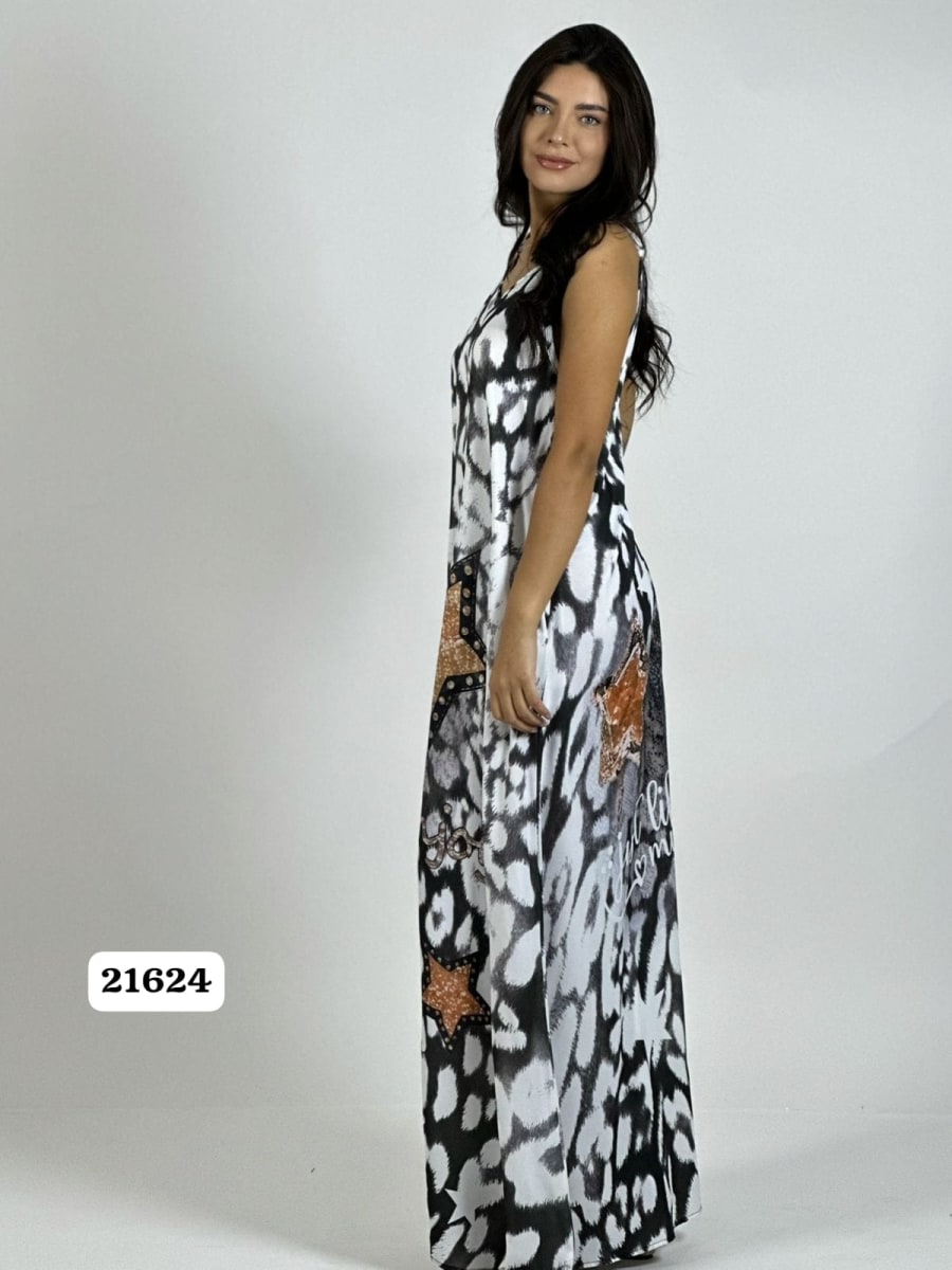 Vestido Viscosa Print/Estrellas y Letras A2-578
