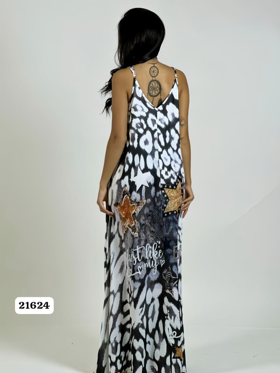 Vestido Viscosa Print/Estrellas y Letras A2-579