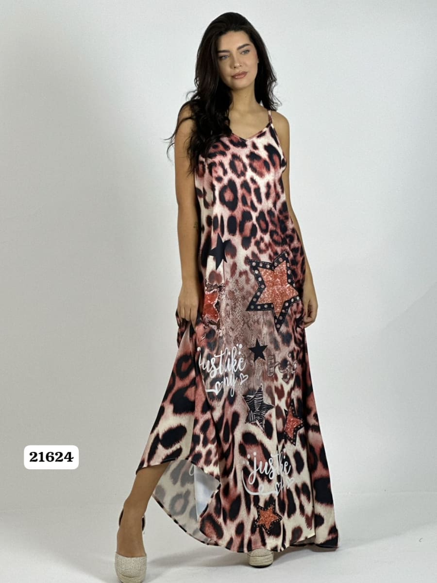 Vestido Viscosa Print/Estrellas y Letras A2-5710