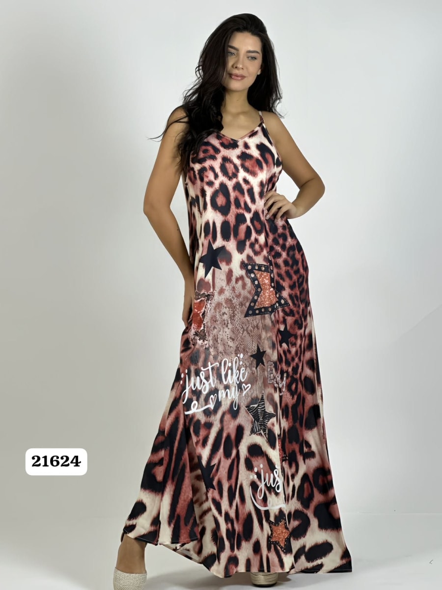 Vestido Viscosa Print/Estrellas y Letras A2-5711