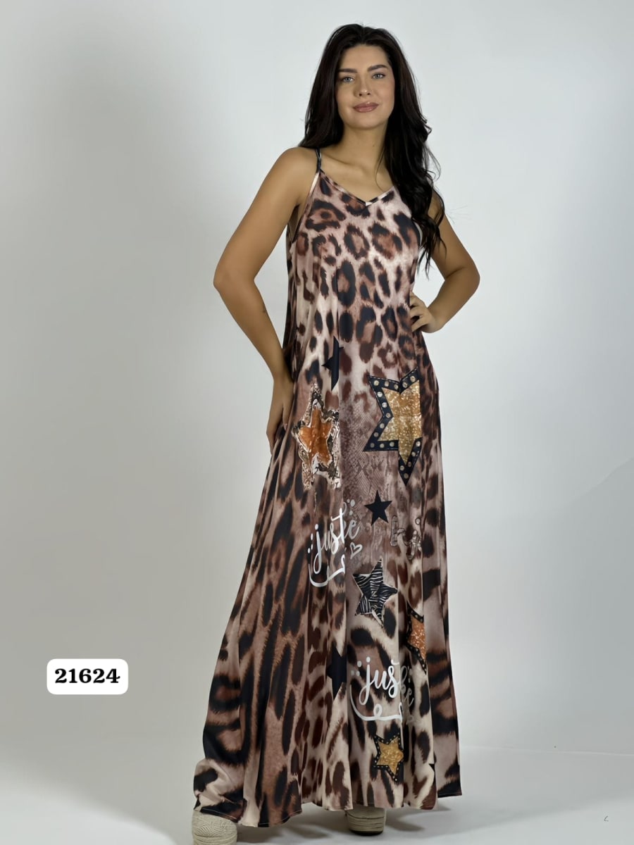 Vestido Viscosa Print/Estrellas y Letras A2-575