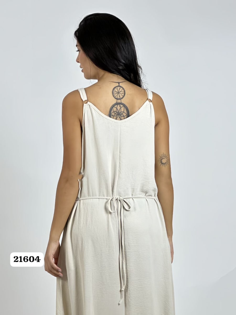Vestido Lino Corazon Doble Tejido y Brillos A1-313