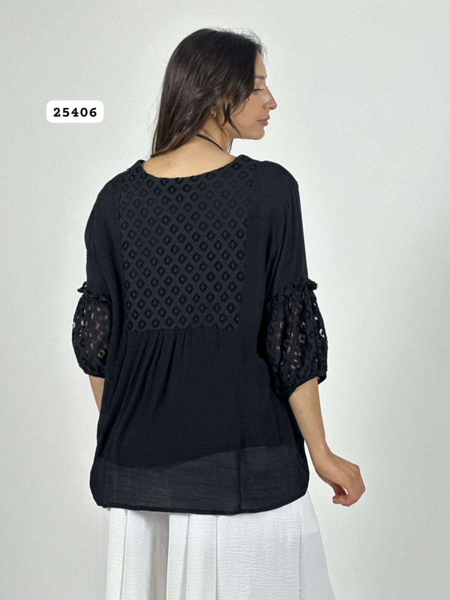 Blusa Mangas y Torso Encaje A2-606