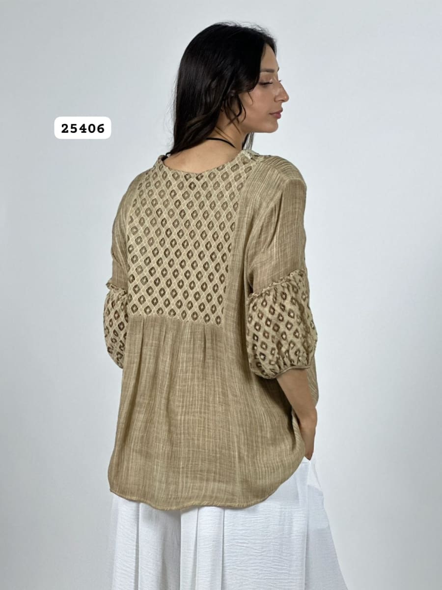 Blusa Mangas y Torso Encaje A2-603
