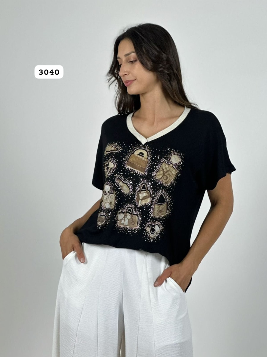 Polera Acetato Accesorios Estampados A1-206