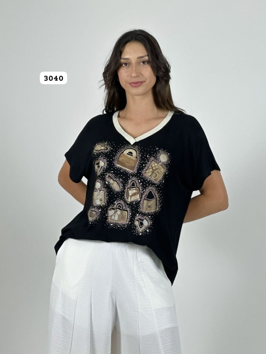 Polera Acetato Accesorios Estampados A1-205