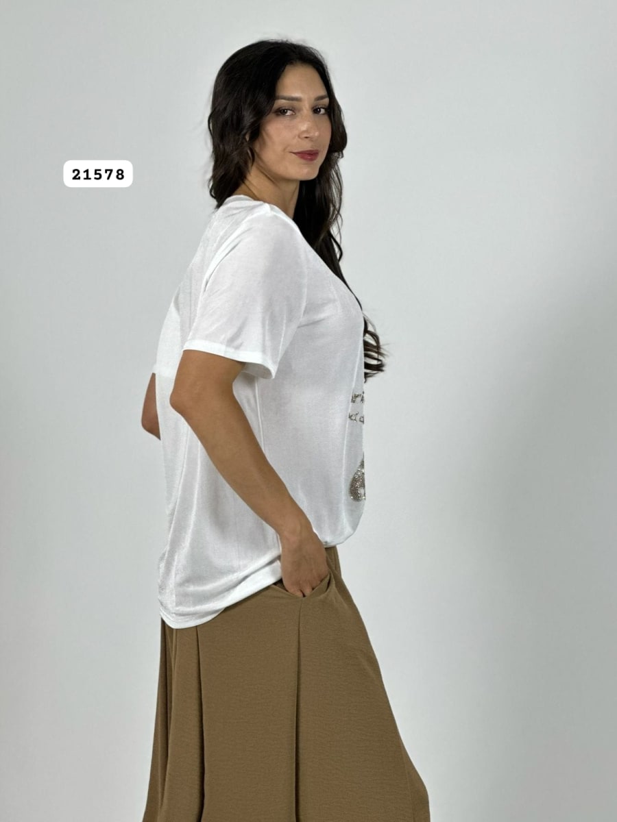 Polera Algodon Oso y Letras Brillantes A1-303