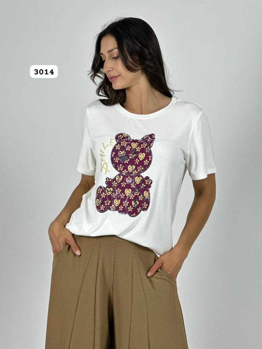 Polera Algodon  SMILE Oso Estilo Gucci A4-912