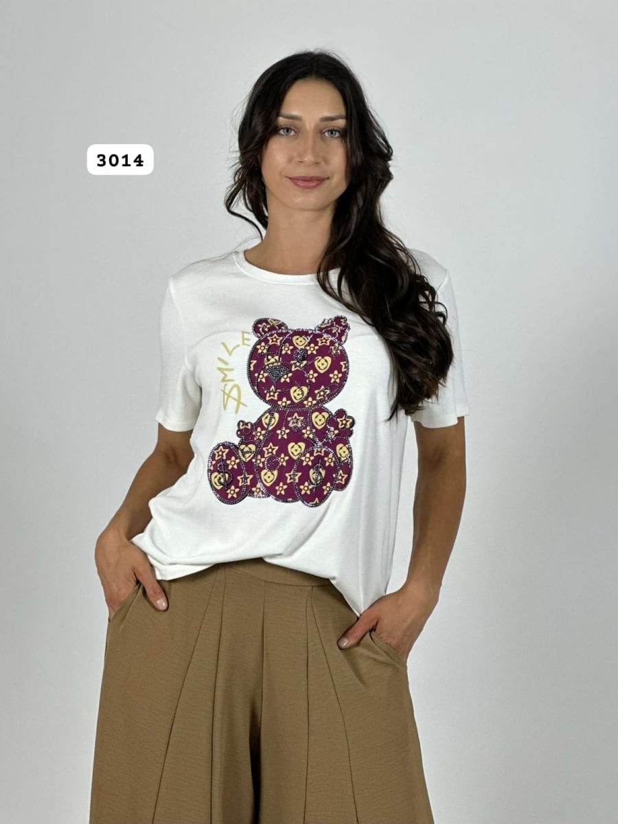 Polera Algodon  SMILE Oso Estilo Gucci A4-911