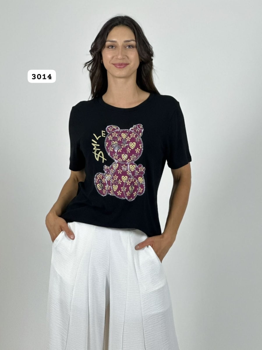 Polera Algodon  SMILE Oso Estilo Gucci A4-914