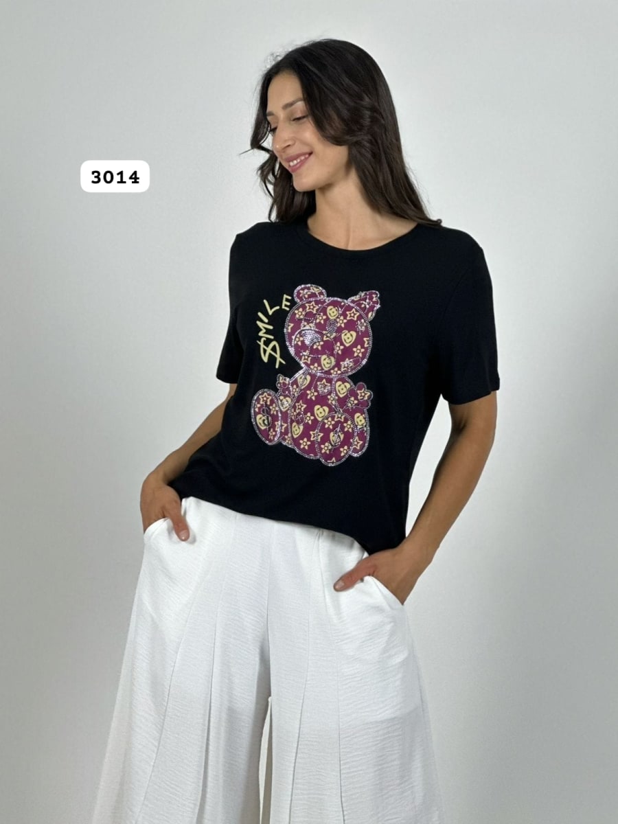 Polera Algodon  SMILE Oso Estilo Gucci A4-915