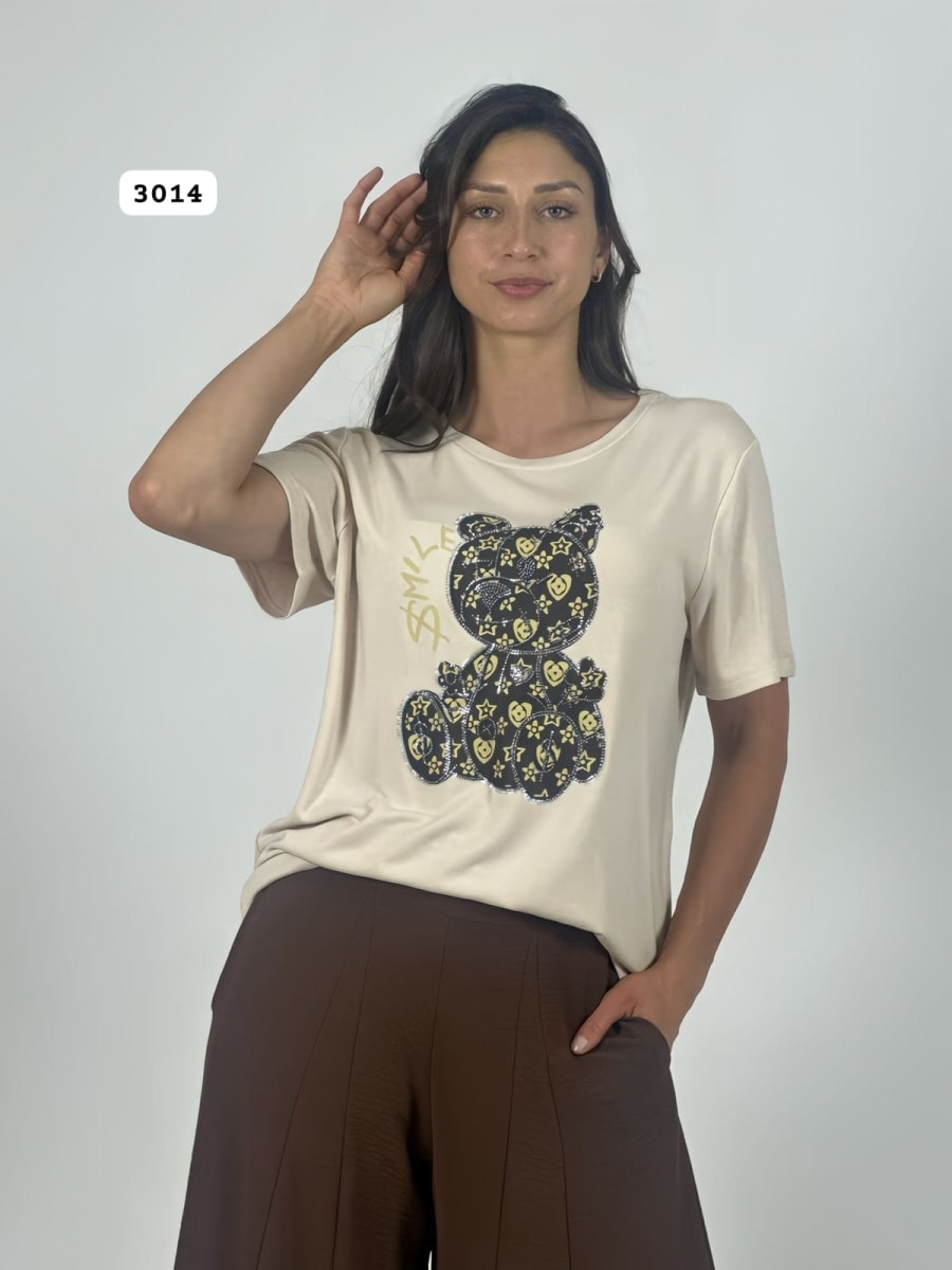 Polera Algodon  SMILE Oso Estilo Gucci A4-917