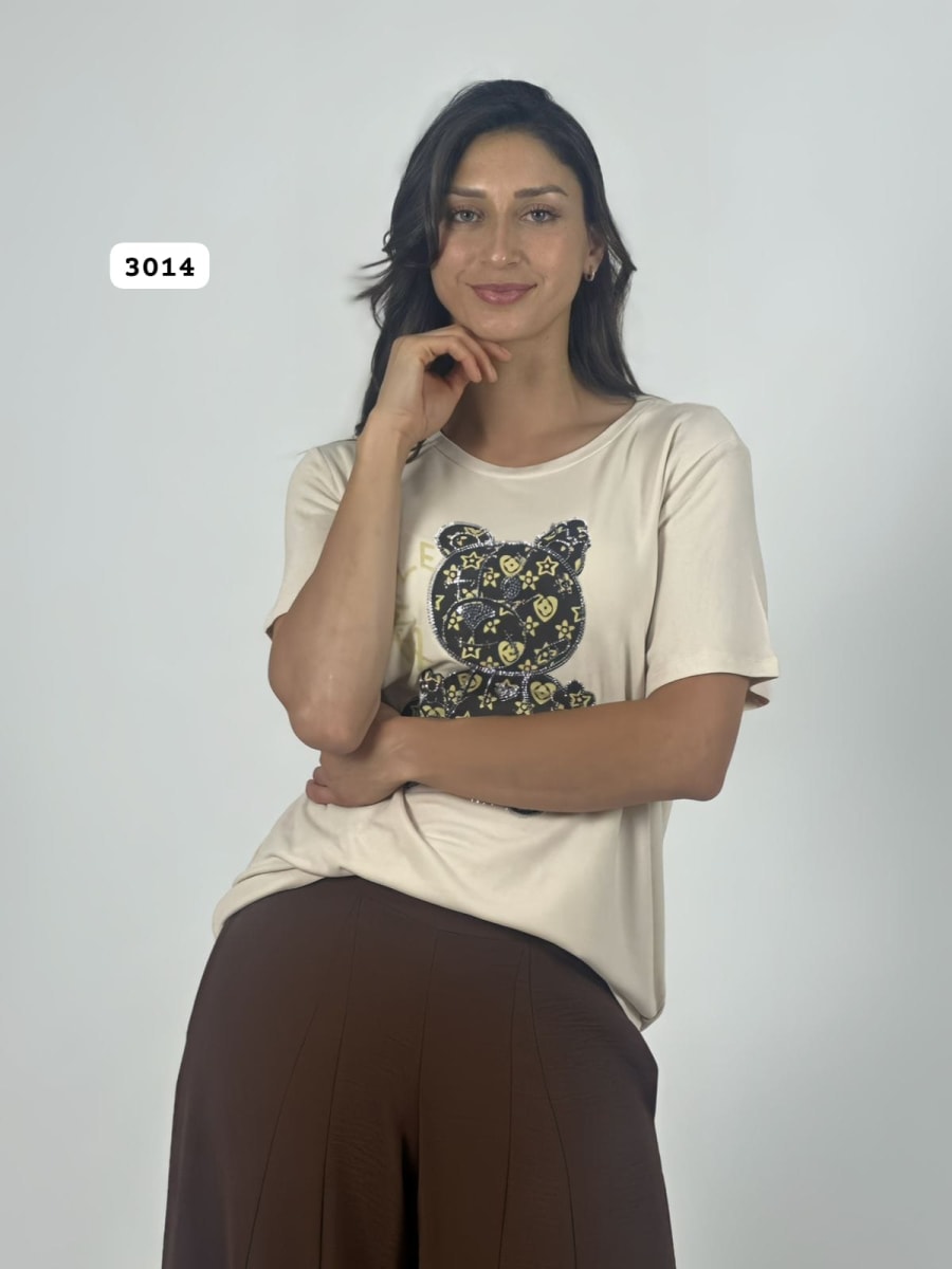 Polera Algodon  SMILE Oso Estilo Gucci A4-918