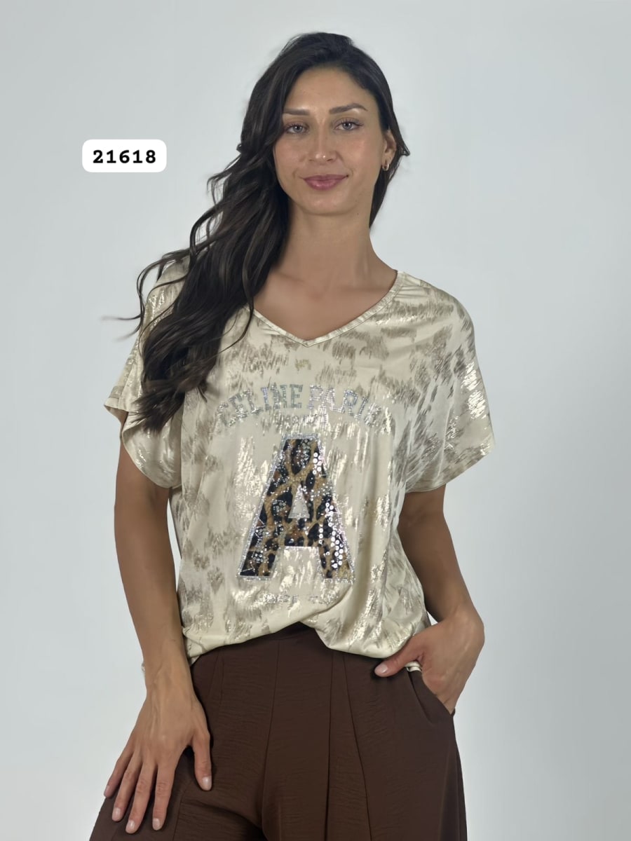 Polera Acetato Jaspeada ELINEPARIS A A1-4310