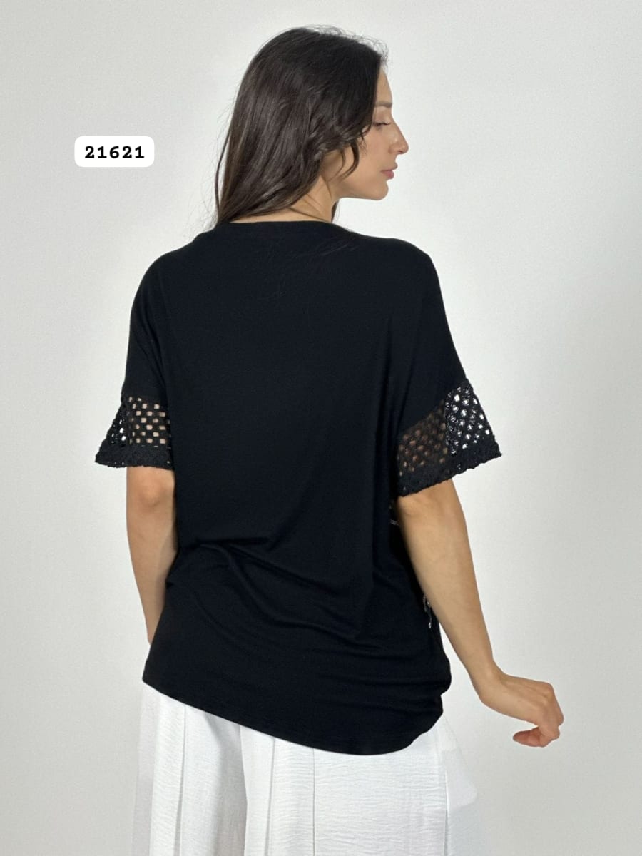 Polera Lino Mangas Tejidas 3 Estrellas LOVE A2-597