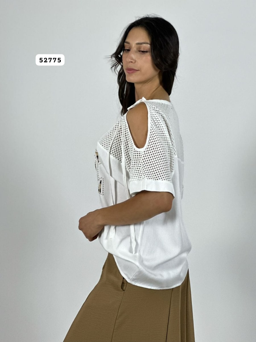 Polera Lino Hombros Tejidos LOVE Print A3-703