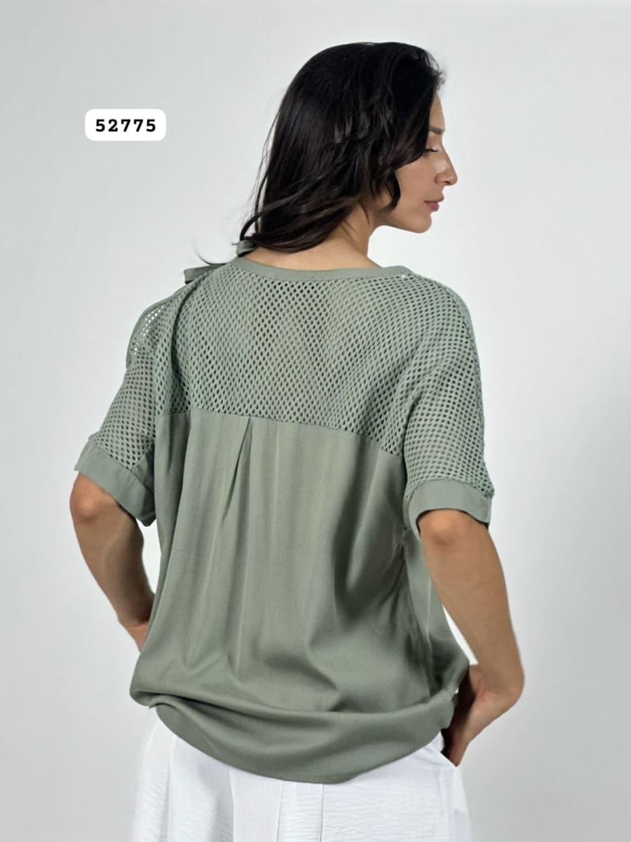 Polera Lino Hombros Tejidos LOVE Print A3-7010