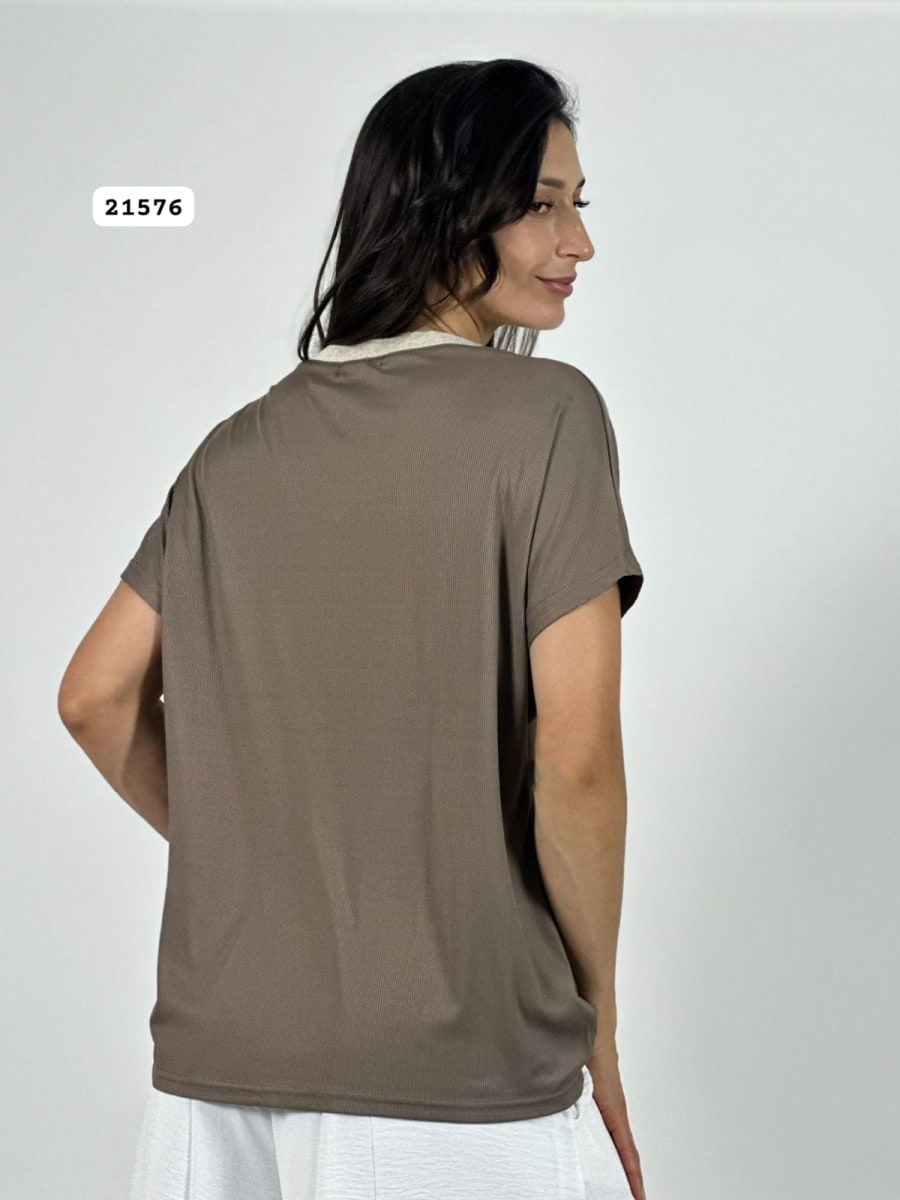 Polera Algodon Corazon Brillos/Print con Letras A1-496