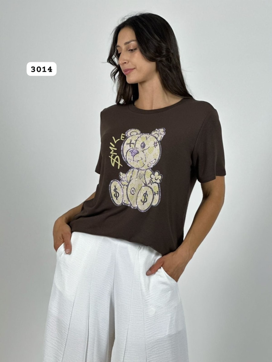 Polera Algodon  SMILE Oso Estilo Gucci A4-9110