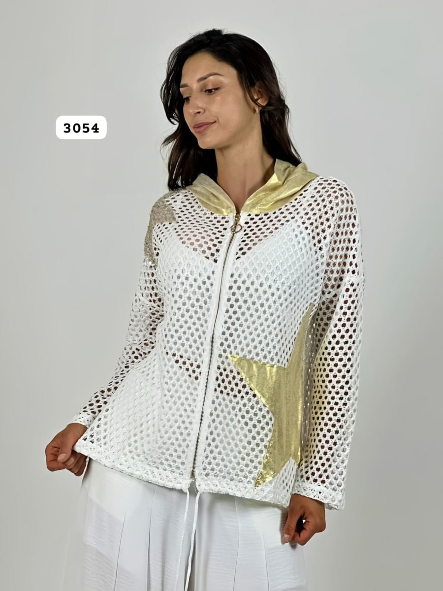 Poleron Tejido Estrellas y Capucha Brillante A2-616