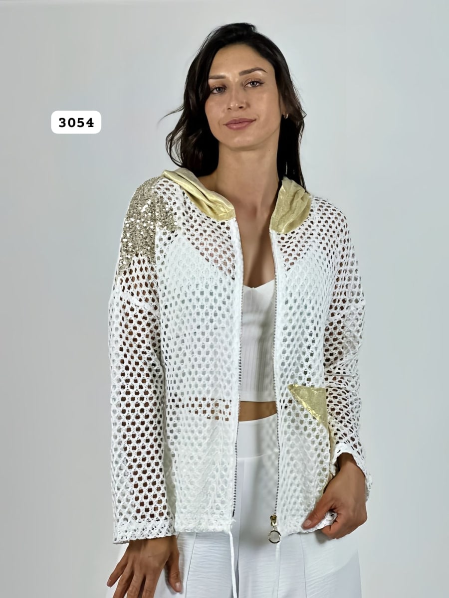 Poleron Tejido Estrellas y Capucha Brillante A2-615