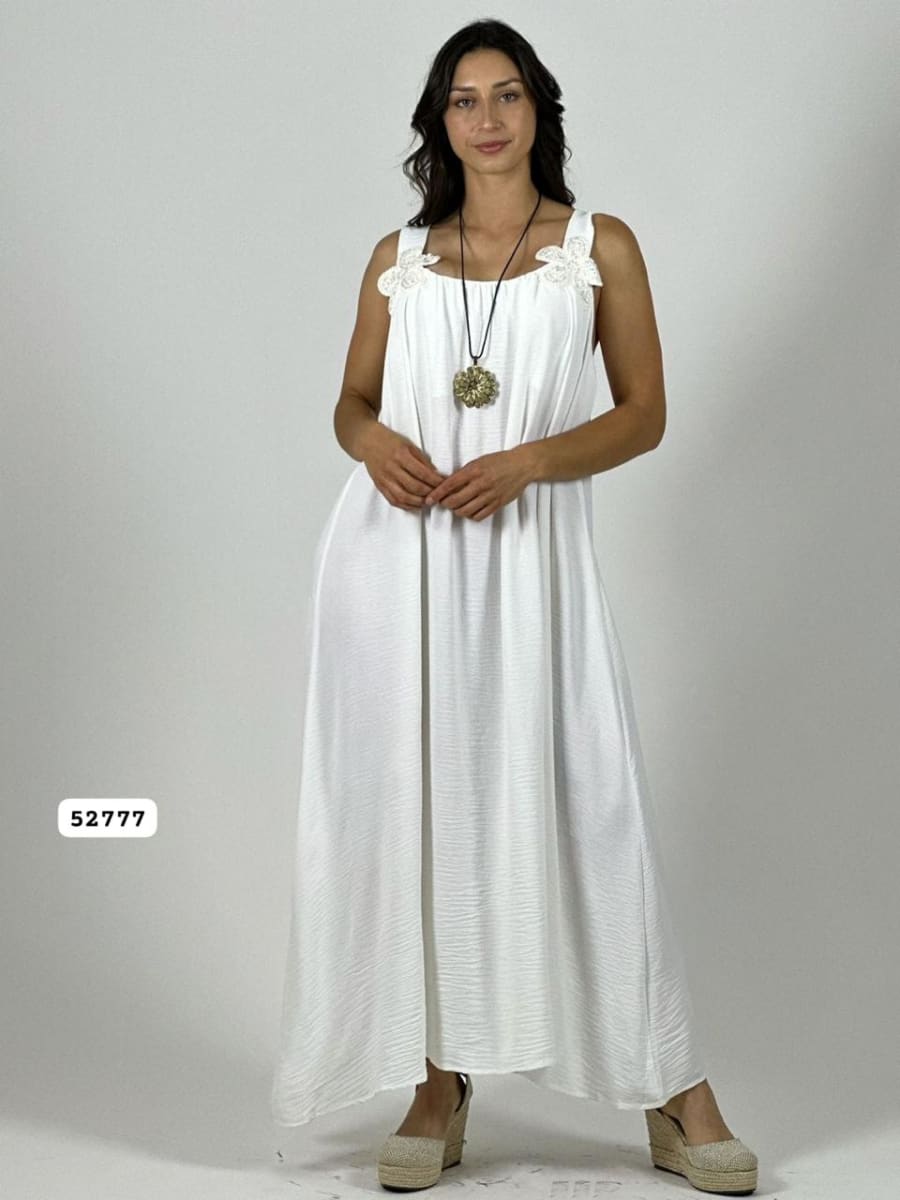 Vestido Crepe Tirantes Flores Brillantes A1-431