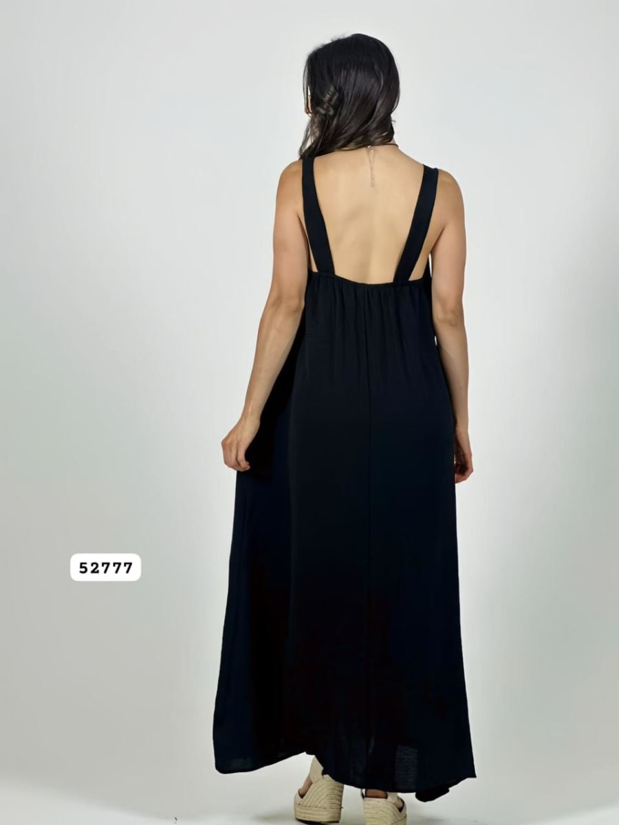 Vestido Crepe Tirantes Flores Brillantes A1-4317