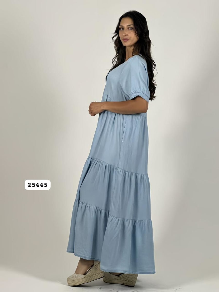 Vestido Mezclilla Seccionado Cuello V A1-154