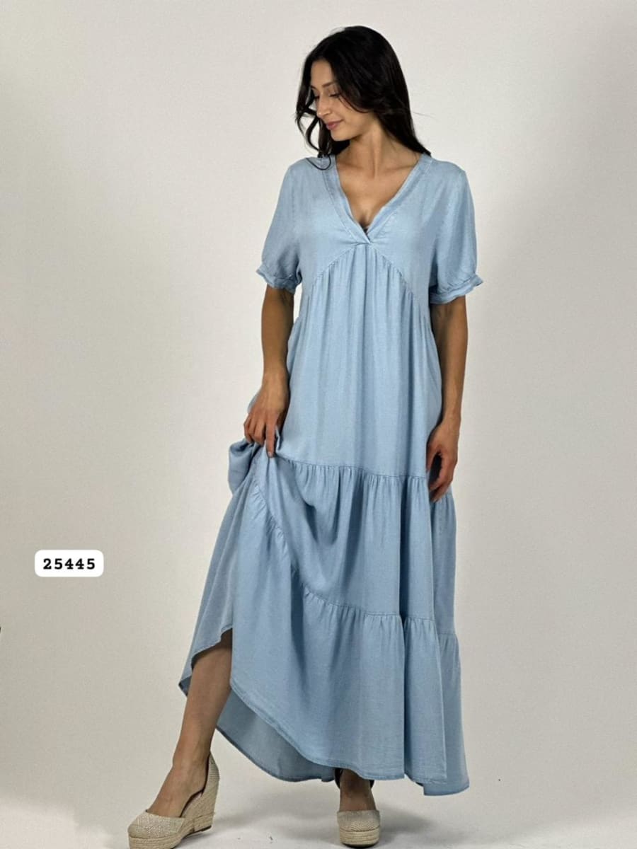 Vestido Mezclilla Seccionado Cuello V A1-153