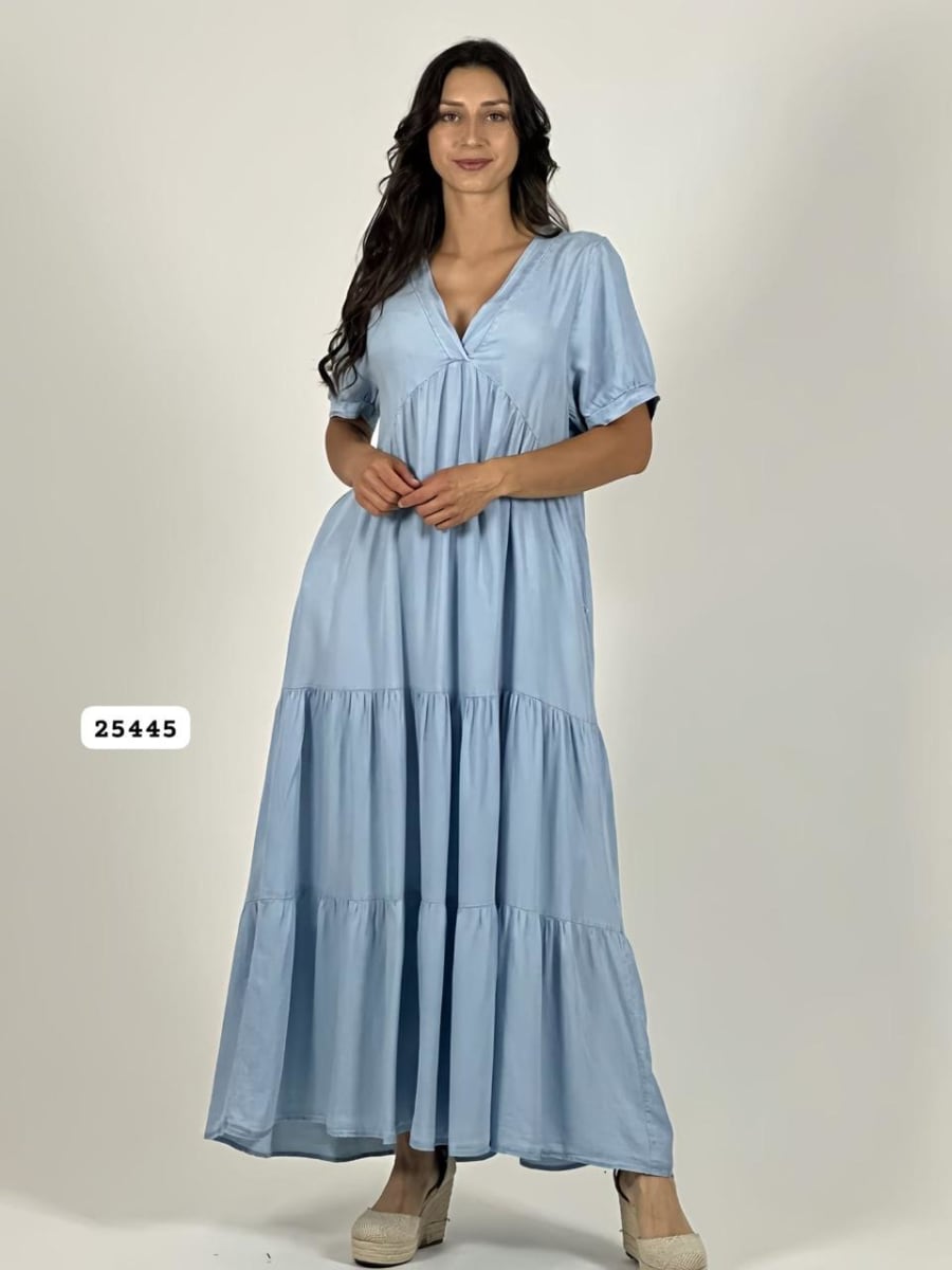 Vestido Mezclilla Seccionado Cuello V A1-151