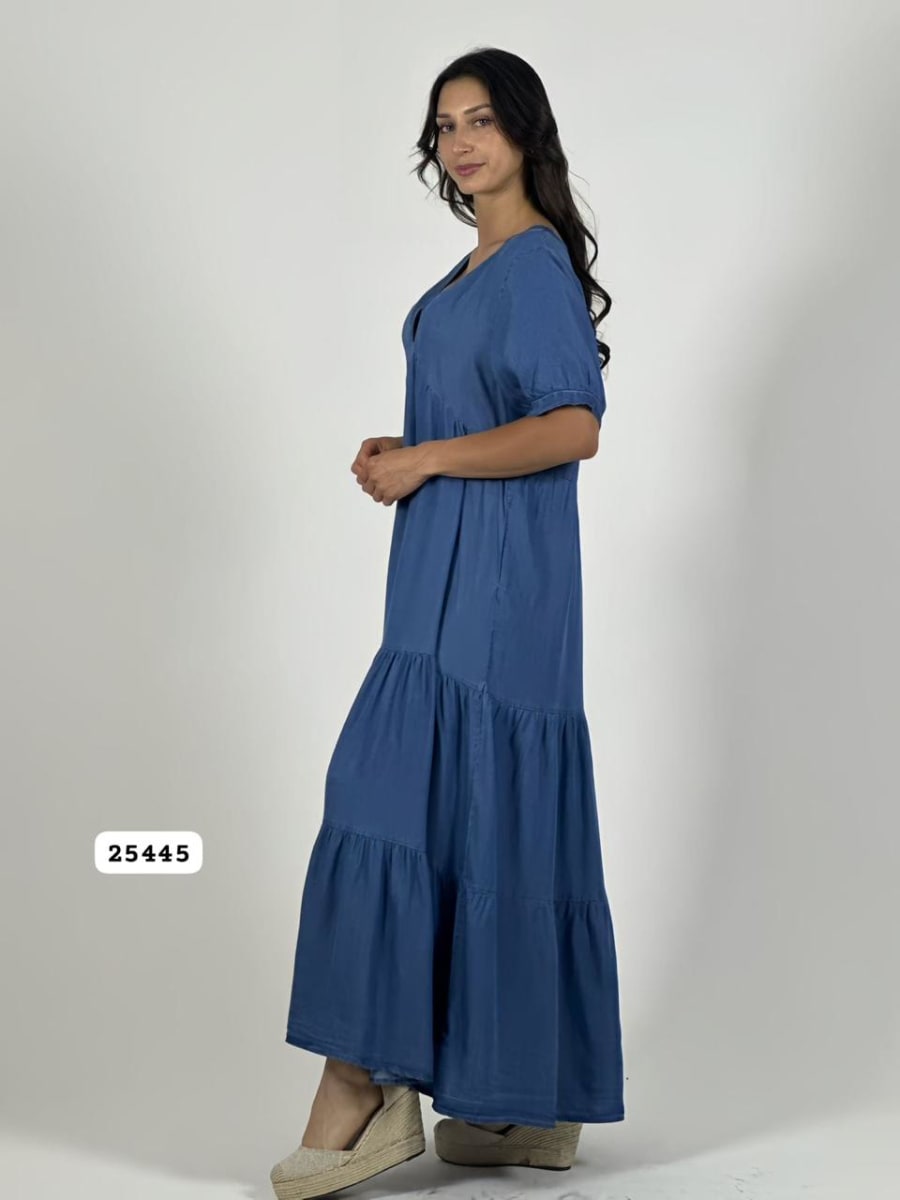 Vestido Mezclilla Seccionado Cuello V A1-158