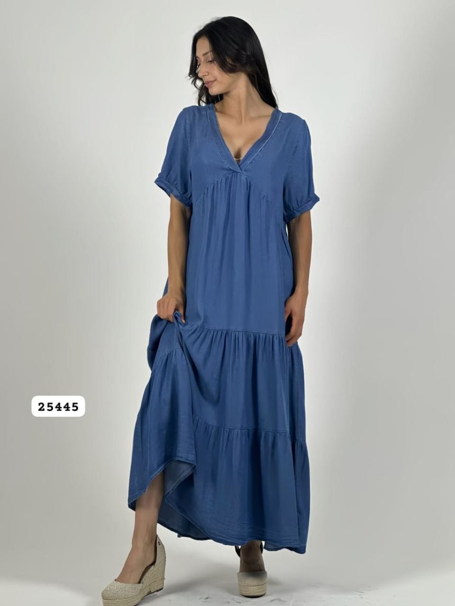 Vestido Mezclilla Seccionado Cuello V A1-157