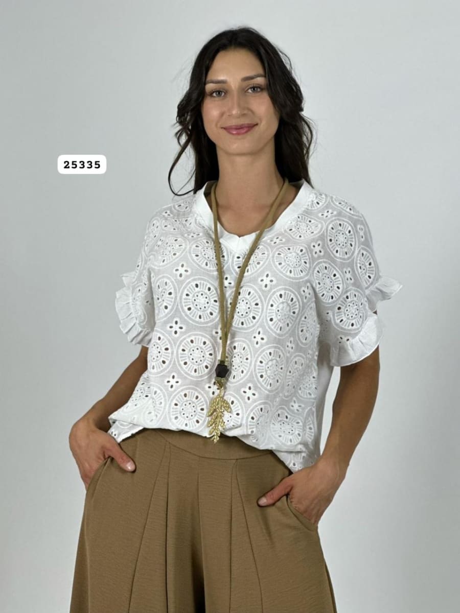 Polera Cuello V Diseño Broderi A1-431