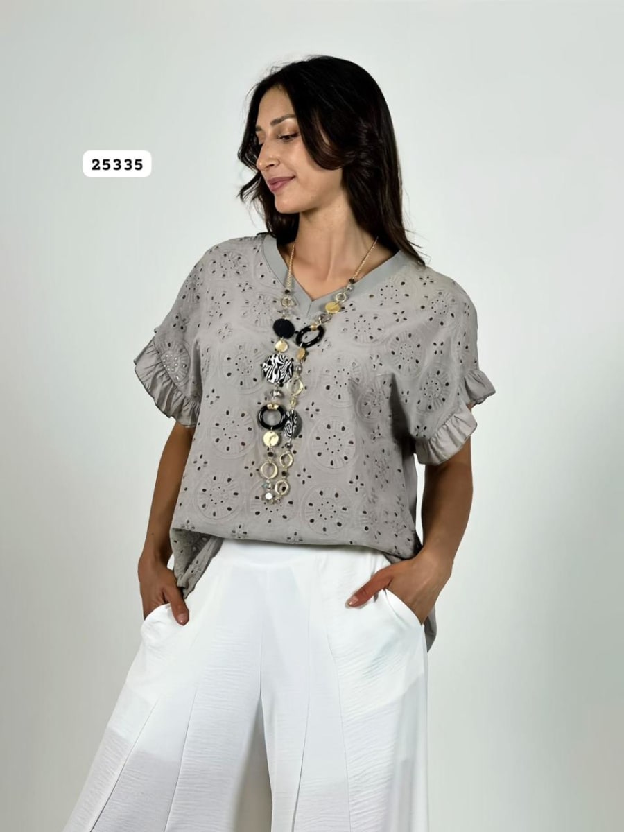 Polera Cuello V Diseño Broderi A1-435