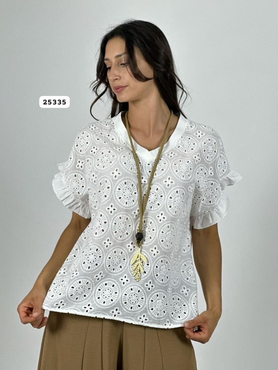 Polera Cuello V Diseño Broderi A1-432