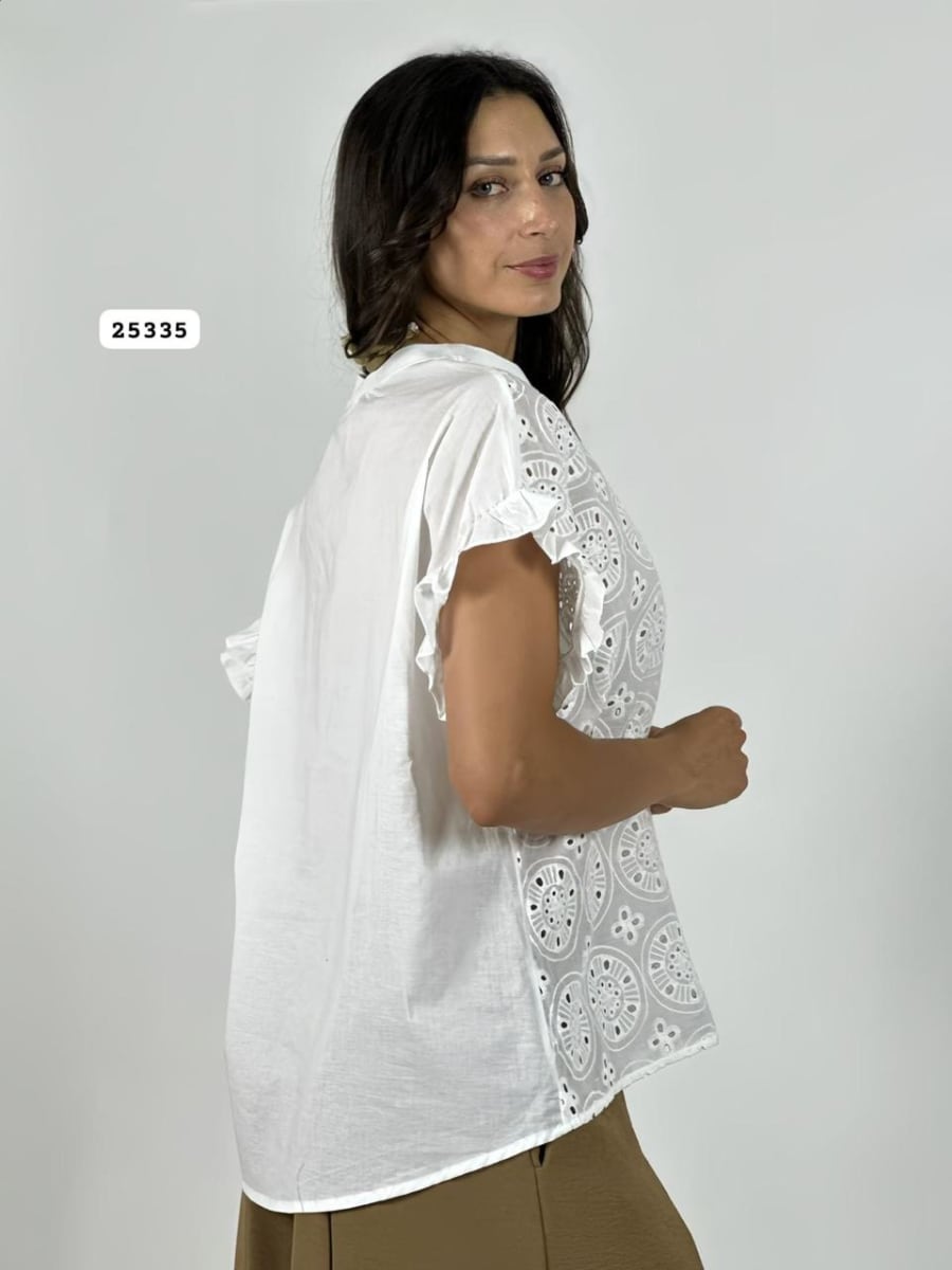 Polera Cuello V Diseño Broderi A1-433