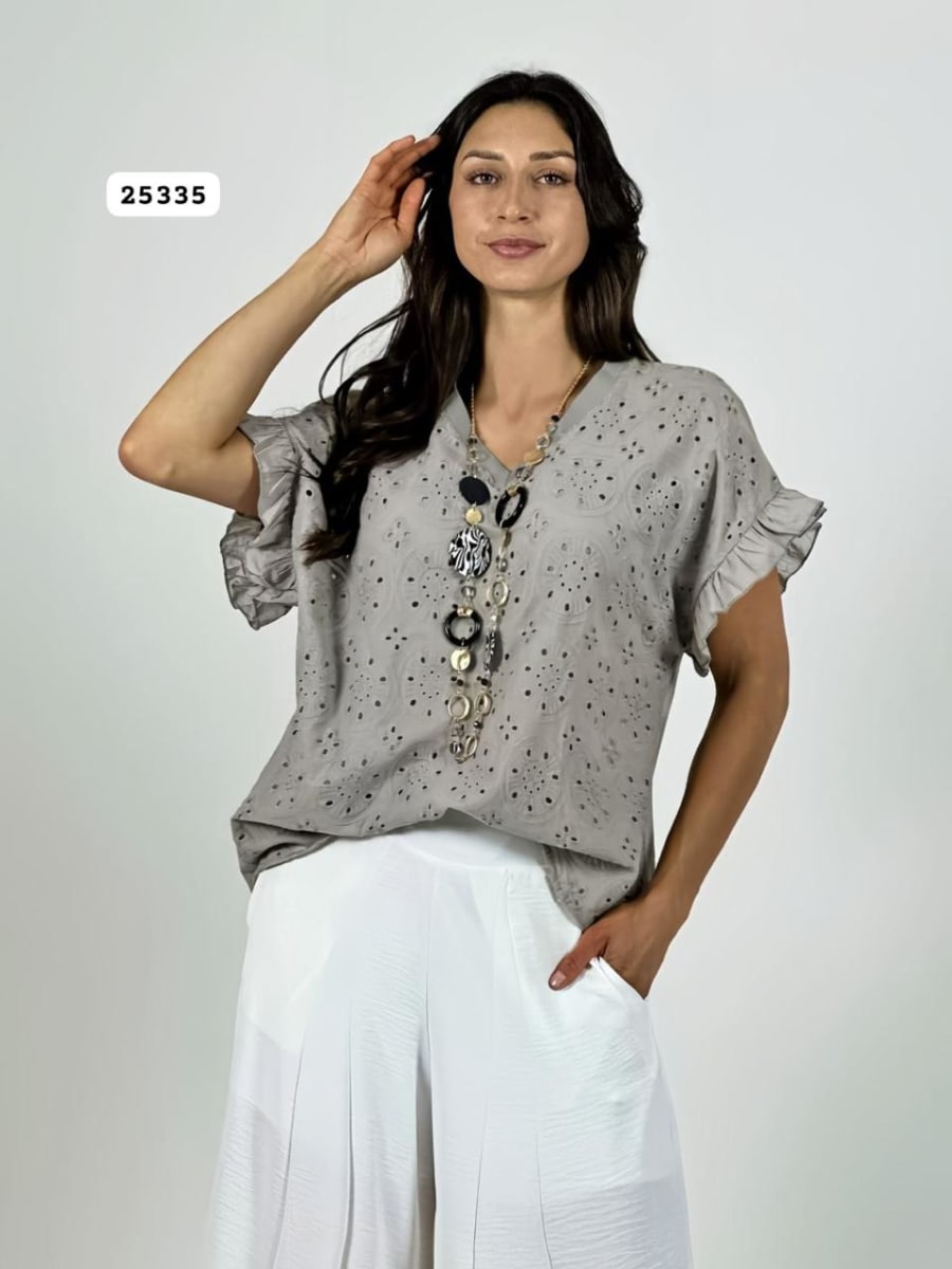 Polera Cuello V Diseño Broderi A1-434