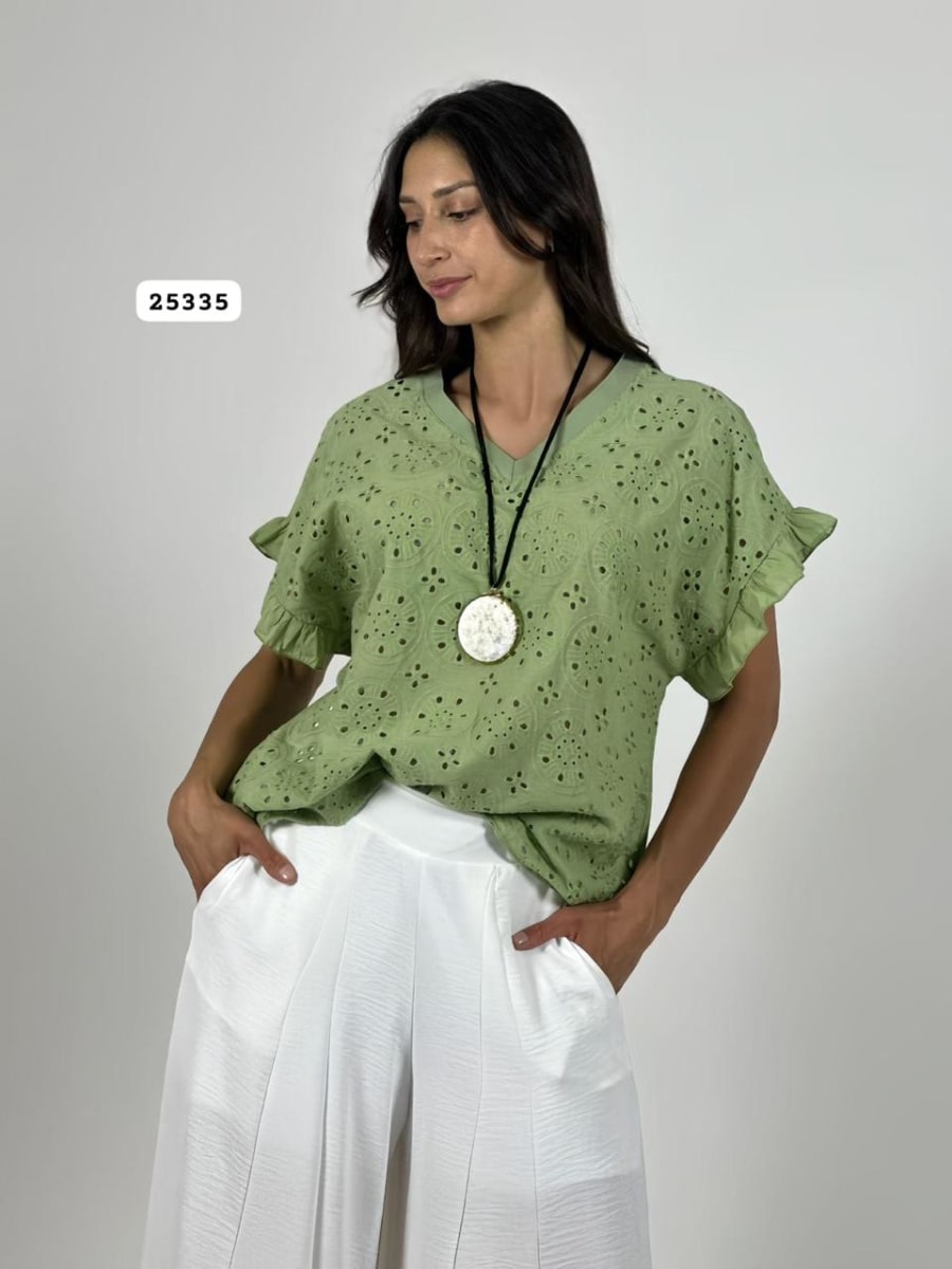 Polera Cuello V Diseño Broderi A1-438