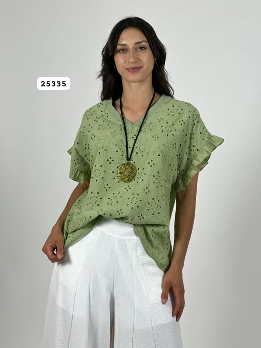 Polera Cuello V Diseño Broderi A1-437