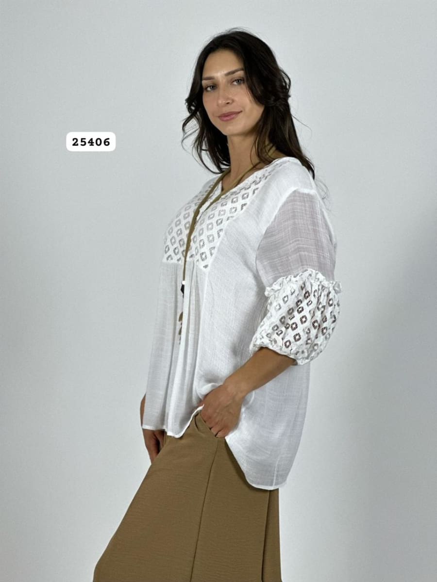 Blusa Mangas y Torso Encaje A2-609