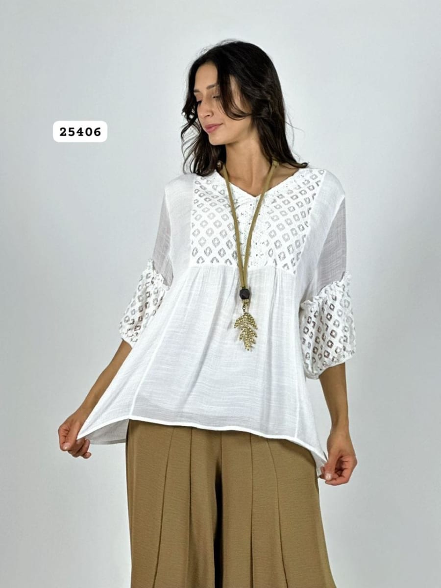 Blusa Mangas y Torso Encaje A2-608