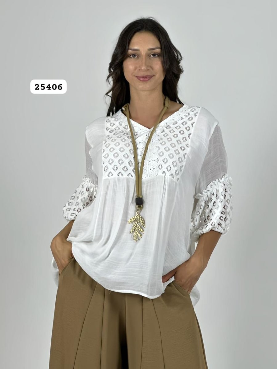 Blusa Mangas y Torso Encaje A2-607