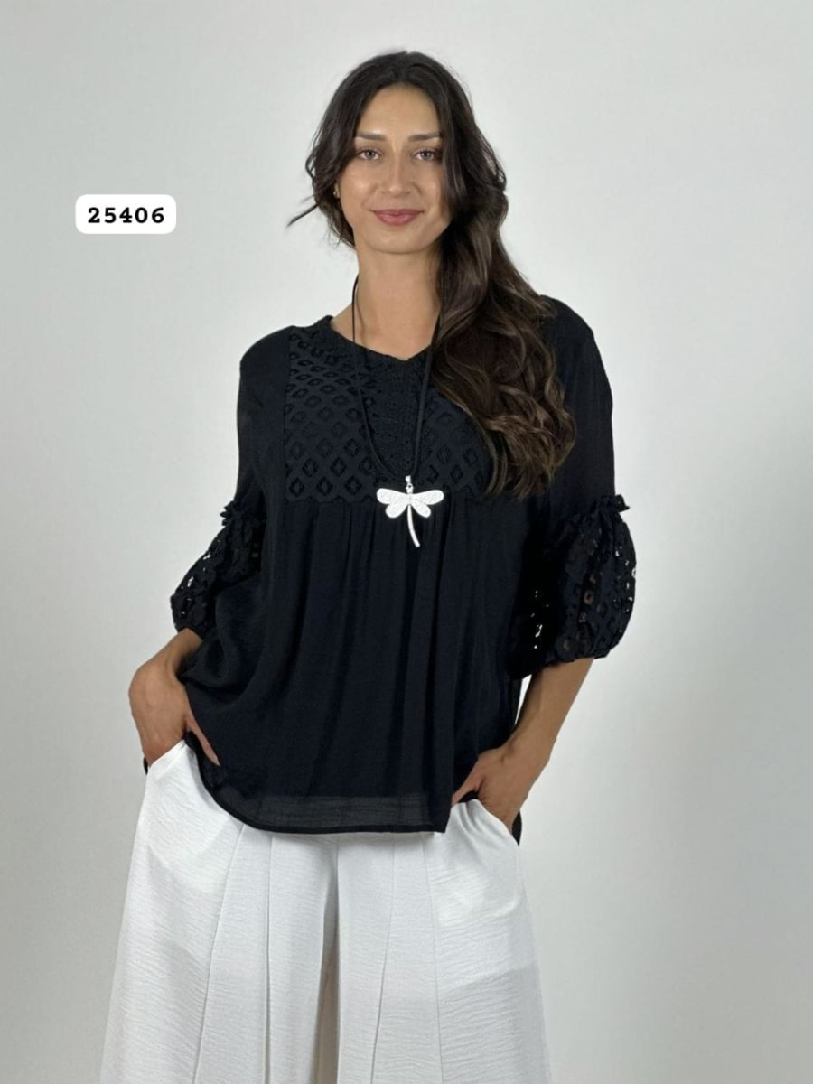 Blusa Mangas y Torso Encaje A2-605