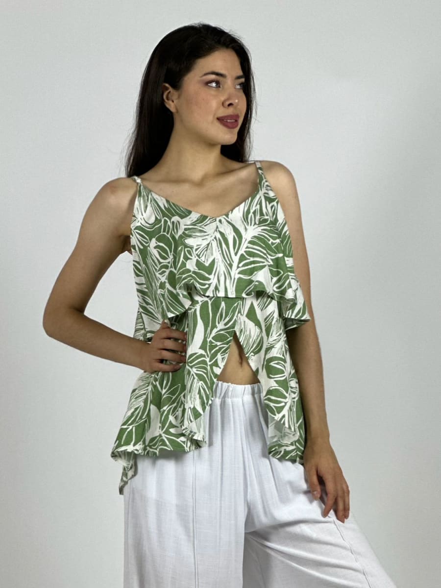 Blusa Con Vuelos Algodón Viscosa A1-52