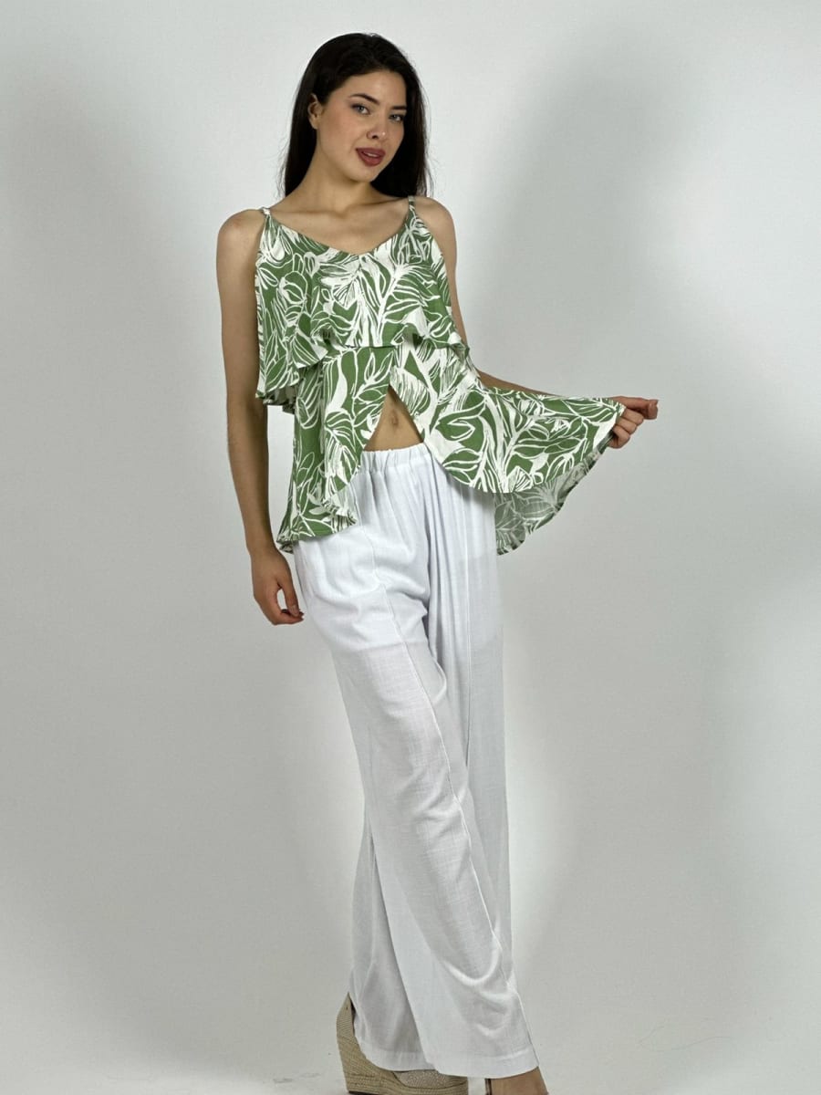 Blusa Con Vuelos Algodón Viscosa A1-51