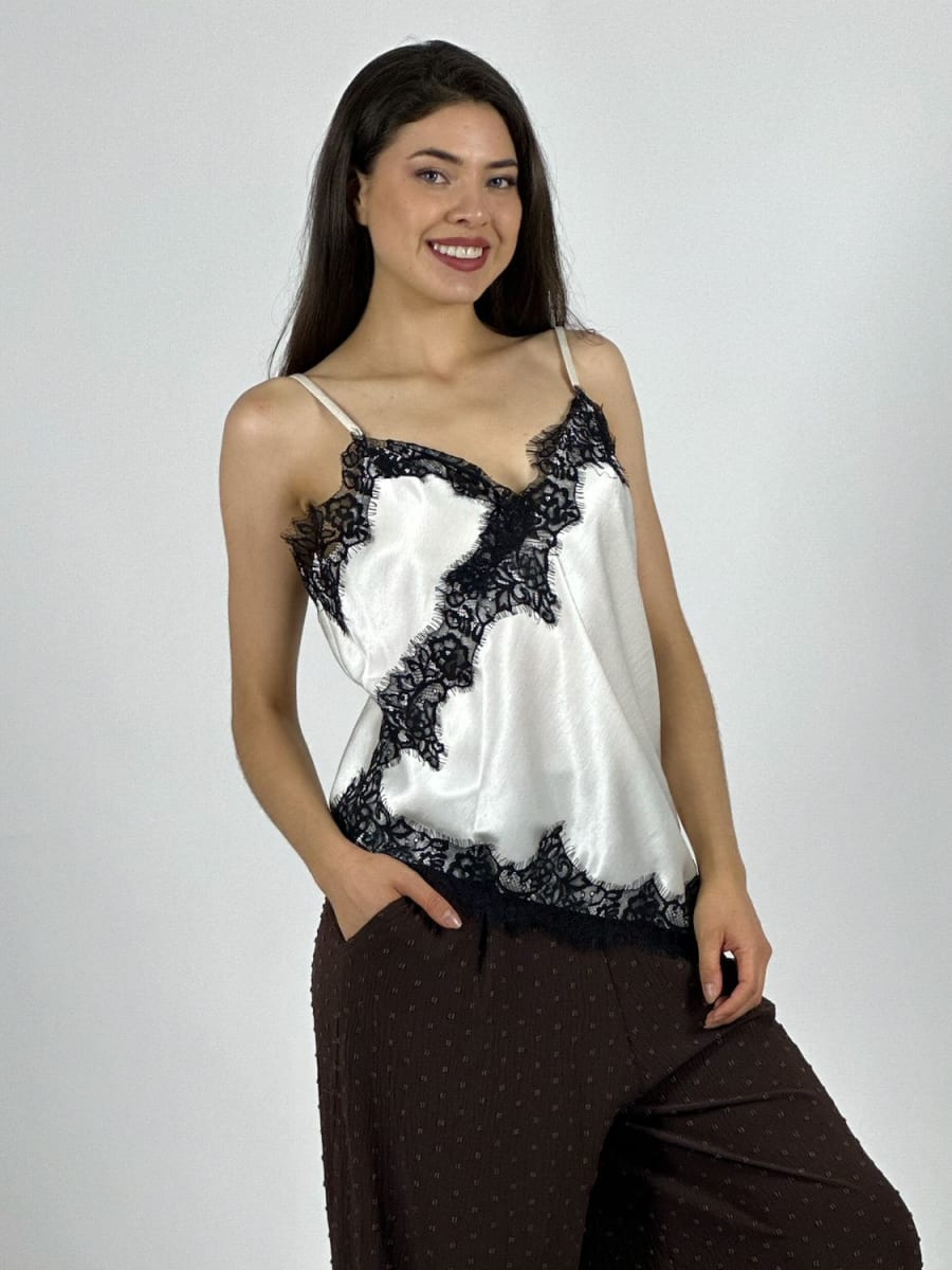 Polera Lencera con Encaje A1-355