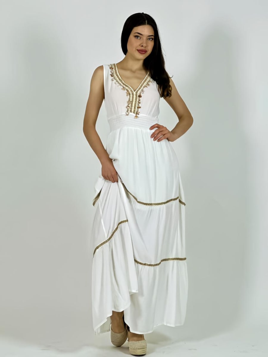 Vestido Bambula Boho Estrellas y Conchas A1-361