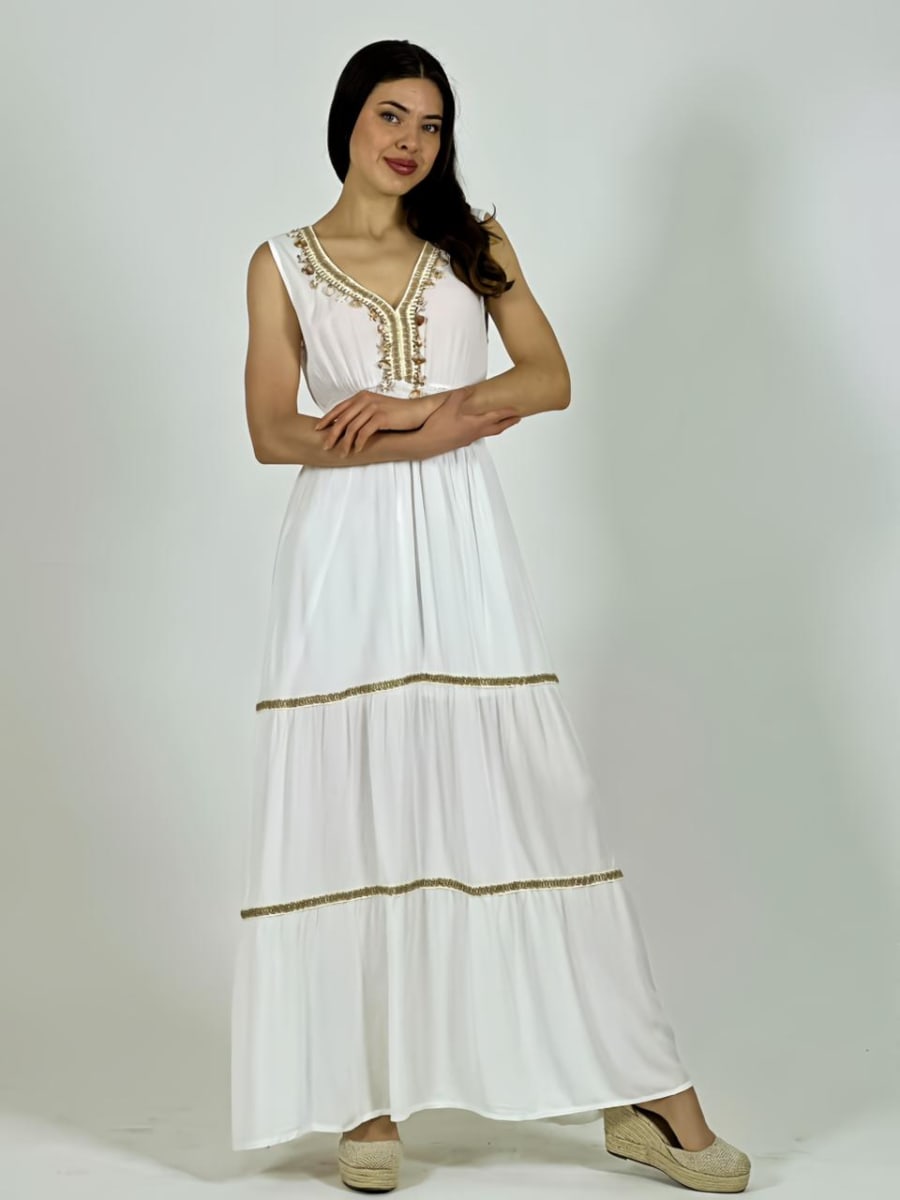Vestido Bambula Boho Estrellas y Conchas A1-362