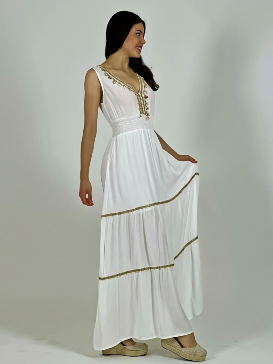 Vestido Bambula Boho Estrellas y Conchas A1-363