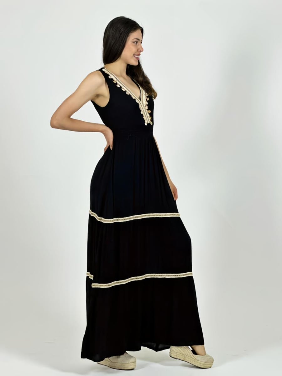 Vestido Bambula Boho Estrellas y Conchas A1-366